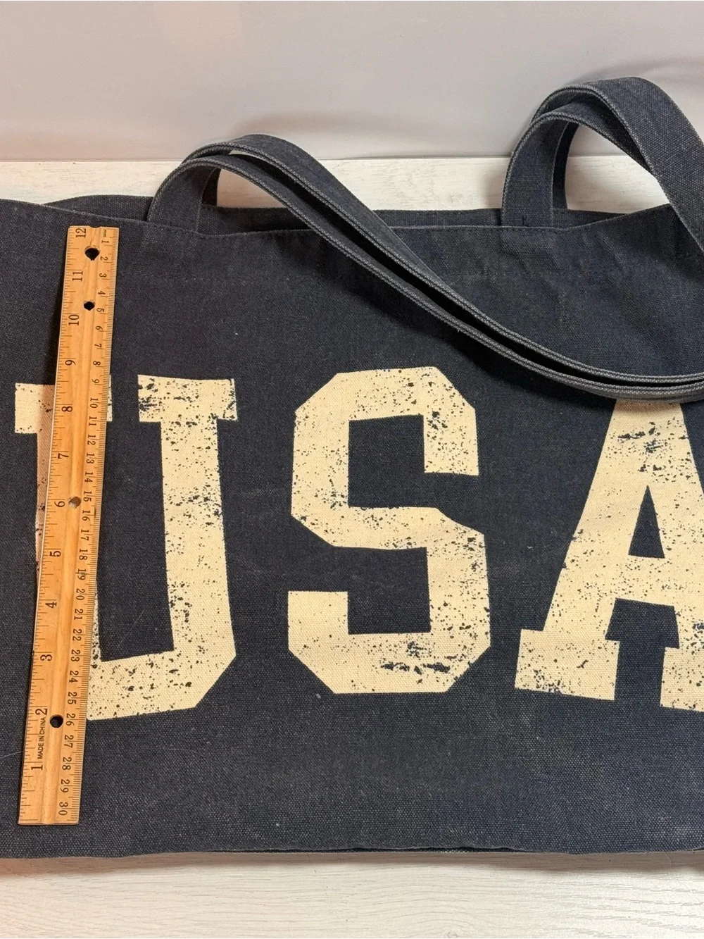 USA Black Canvas Tote Bag